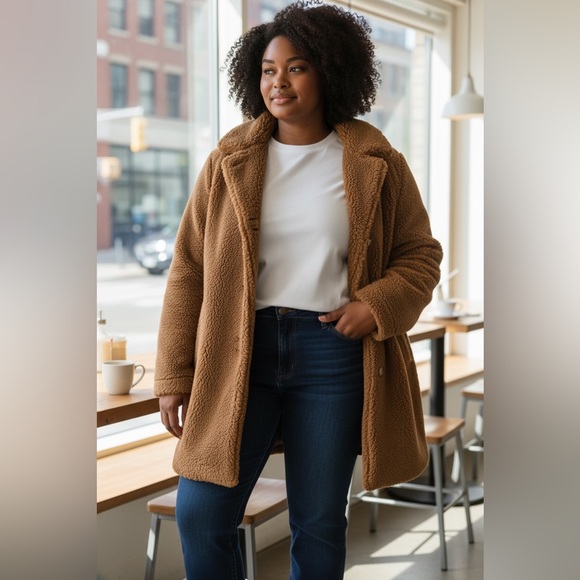 GAP Warm Brown Teddy Coat size XL - Picture 1 of 6